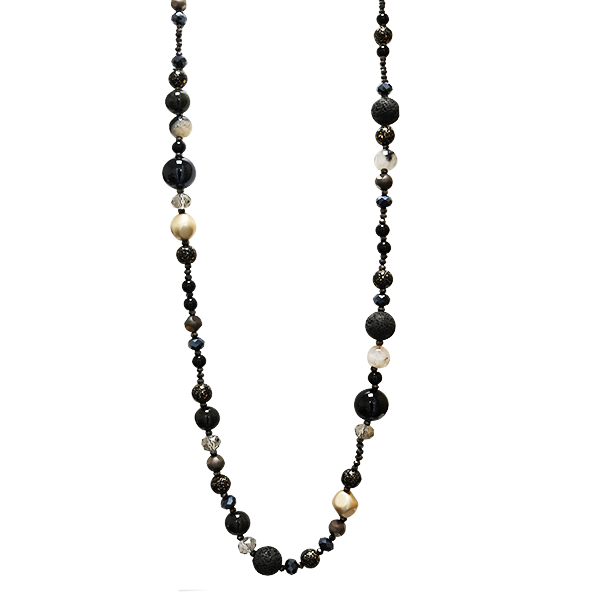 AMORINO SRL - Wholesale Beaded/Pearl Necklace - LONG NECKLACE WITH CRYSTALS AND STONES - HZM24144A2650