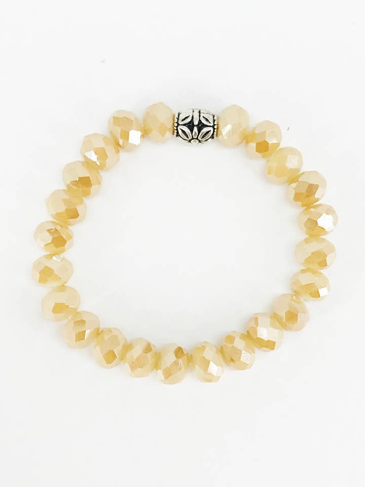 Champagne Glass Bead Stretchy Bracelet for wholesale by Magnolia & Peach Jewelry Boutique, LLC