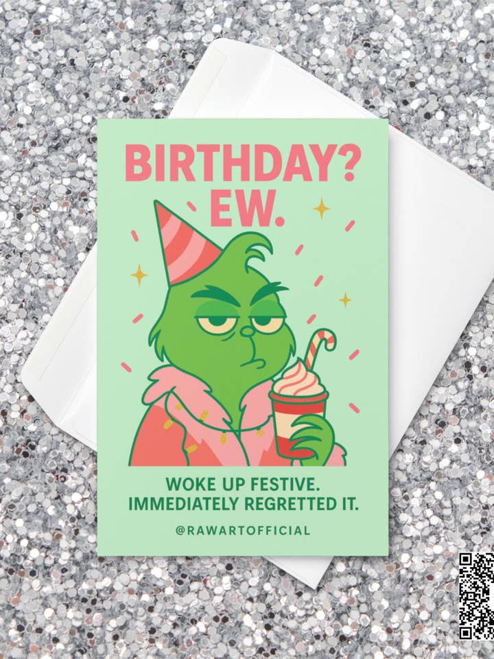 Carte de Noël d'anniversaire amusante : Anniversaire ? Beurk. Carte de vacances rétro pastel pour la vente par Hot Mess Paper Co.