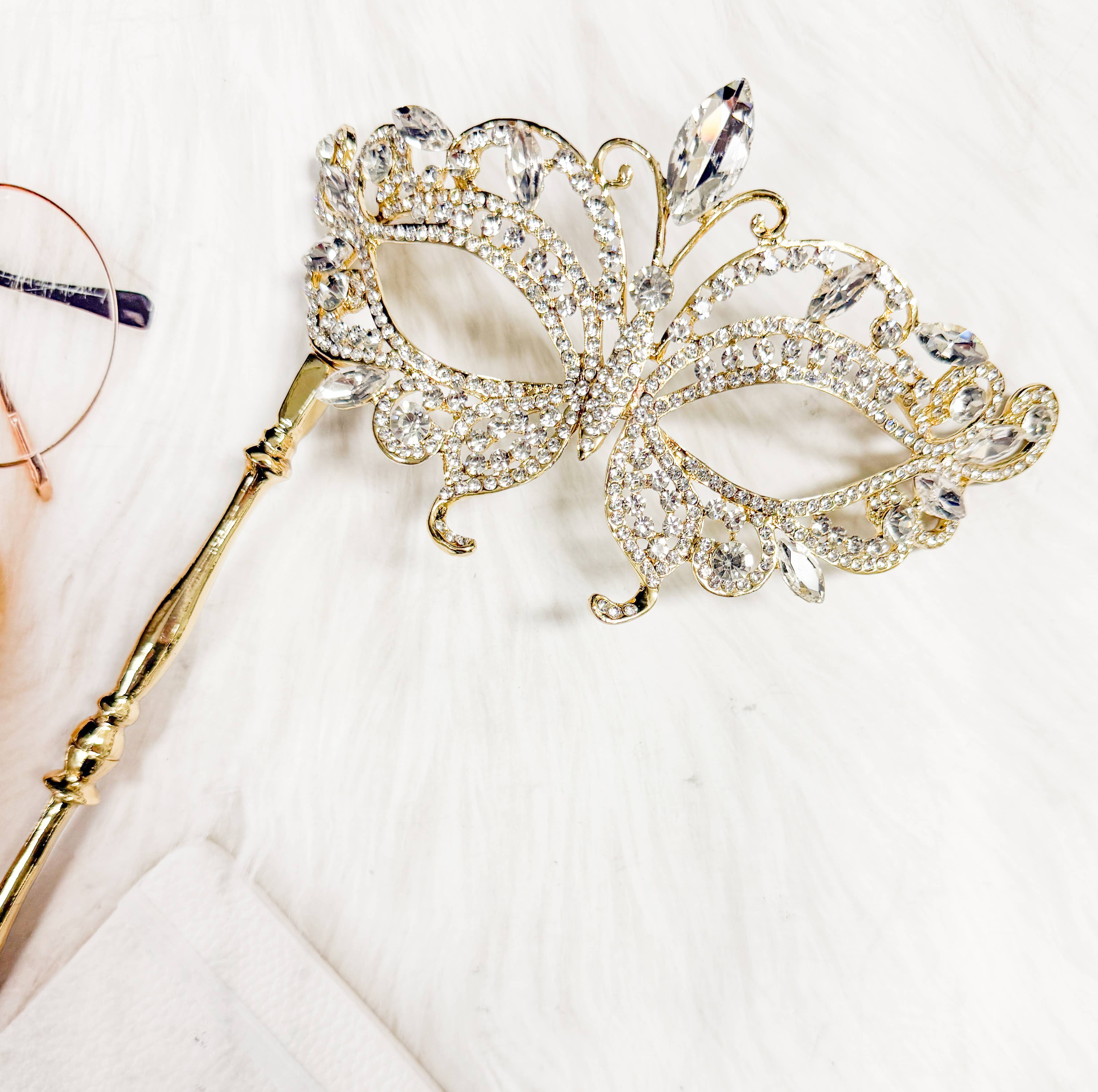 Happy Dream Gifts - Wholesale Verkleedkleren - Dames - Kristallen masker met stok, Prom masker, Met Gala maskerbal masker7