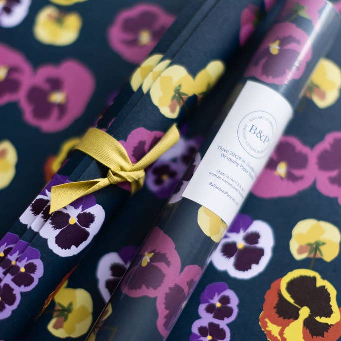 Ballard & Prescott - Wholesale Flat Wrap - Pansy Wrapping Paper3