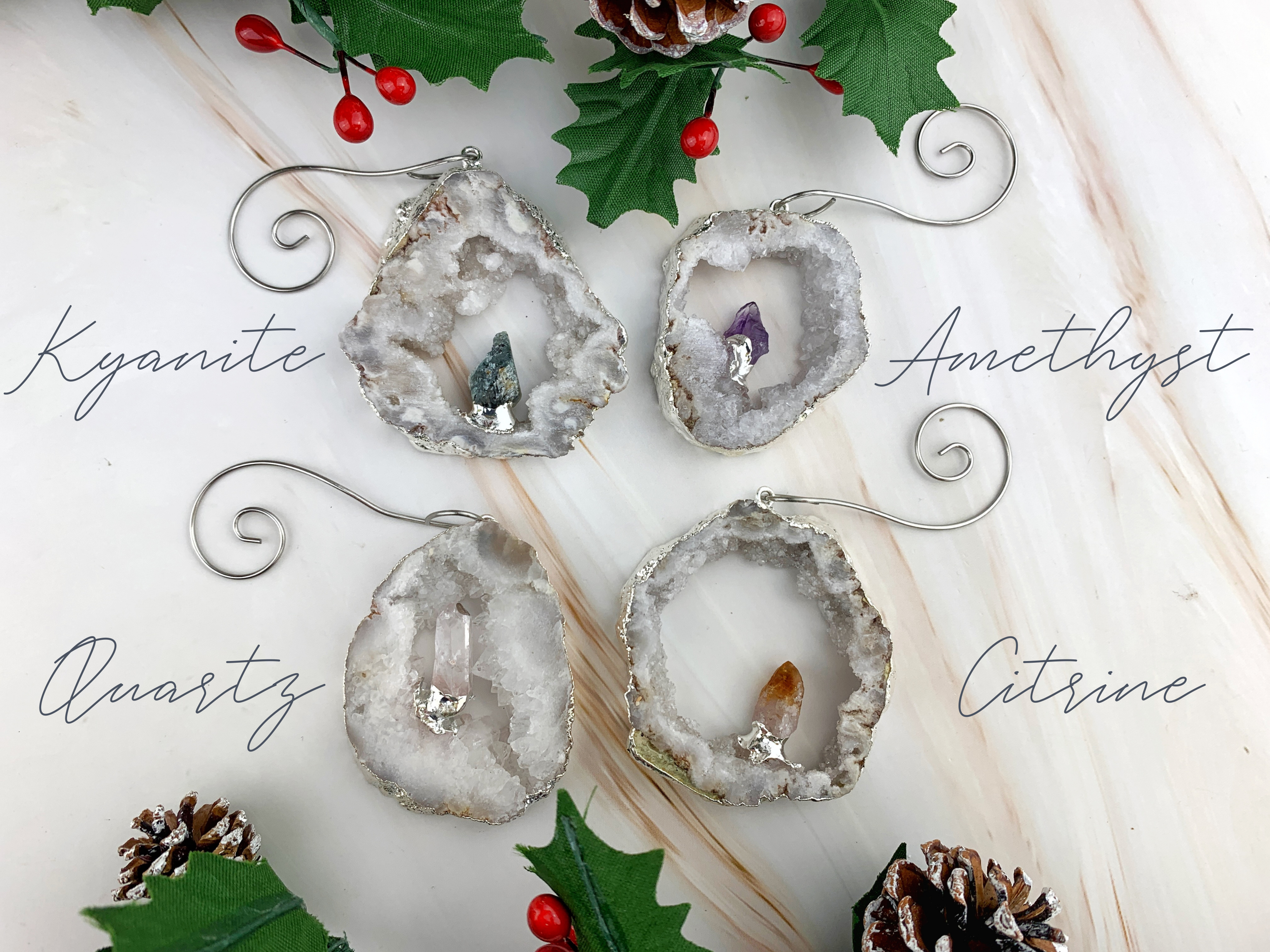 WonderLight Jewelry - Wholesale Ornament - White Druzy Gemstone Ornament - Hanging Tree Decor6