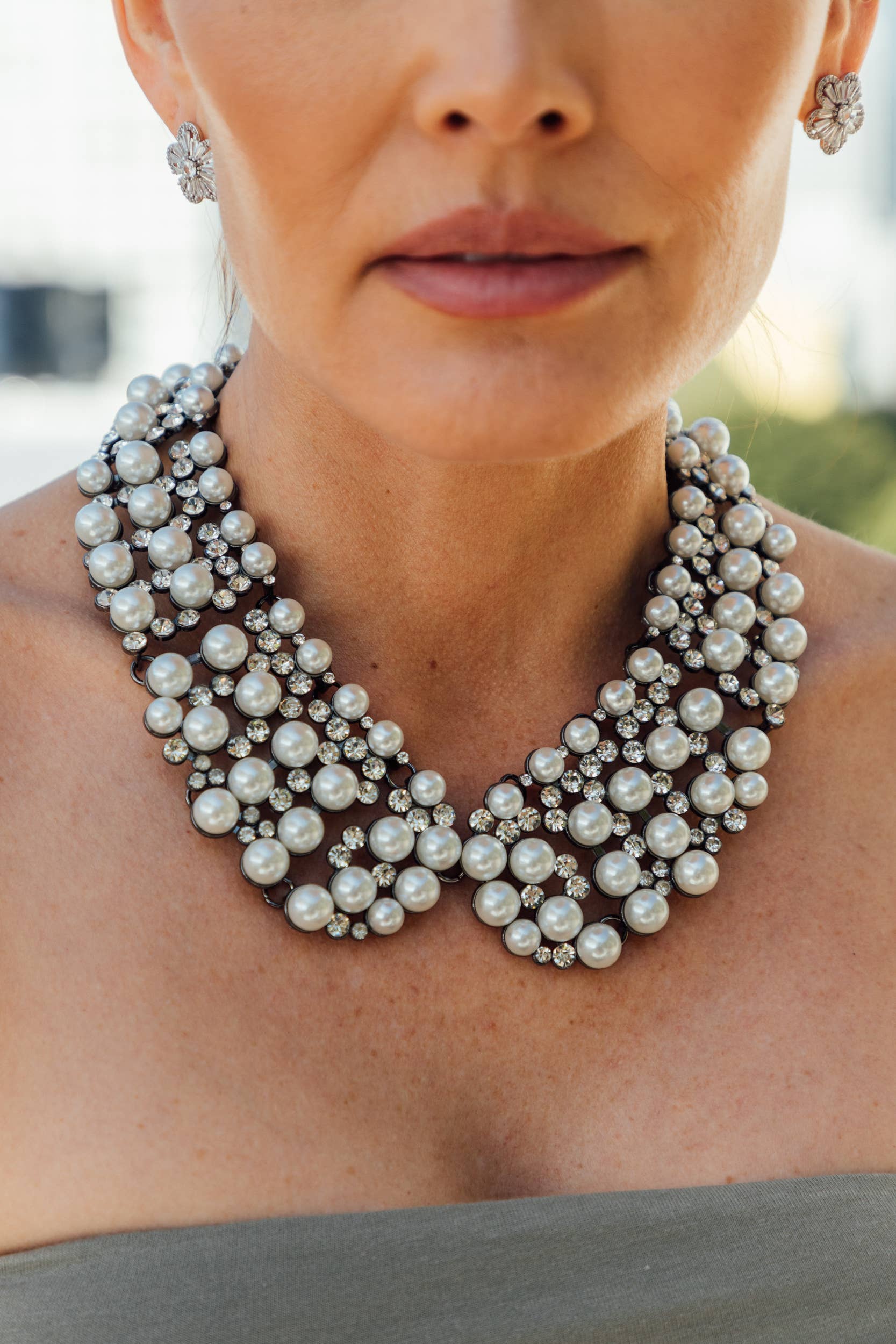 Noir Collier Diana Statement - Blanc en vente sur Faire5