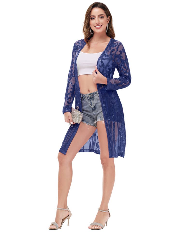 Anna Kaci Wholesale - Wholesale Kimono - Women's - Women's Sparkly Sequin Cardigan Long Sleeve Open Front34