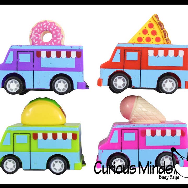 1 Food Truck Theme Dra tillbaka bilar - Söt rolig nyhet leksak - C för wholesale av Curious Minds Toys