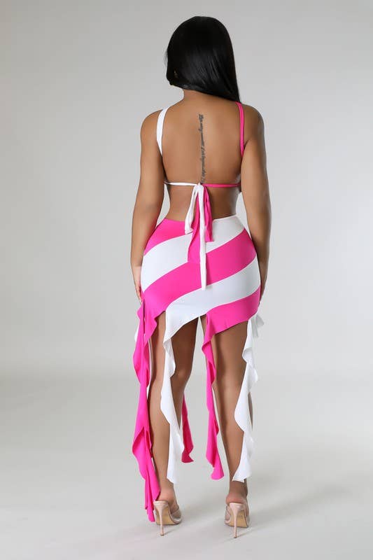 Fúcsia Conjunto de Saias de Bainha Assimétrica Color Block para venda a revendedores na Faire2