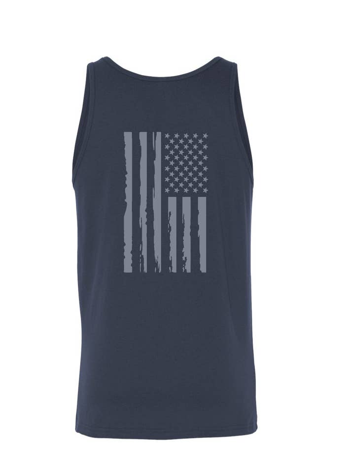 Flag / Fine Jersey Unisex Tank/ Navy / Patriotic for wholesale by Salt & Sand