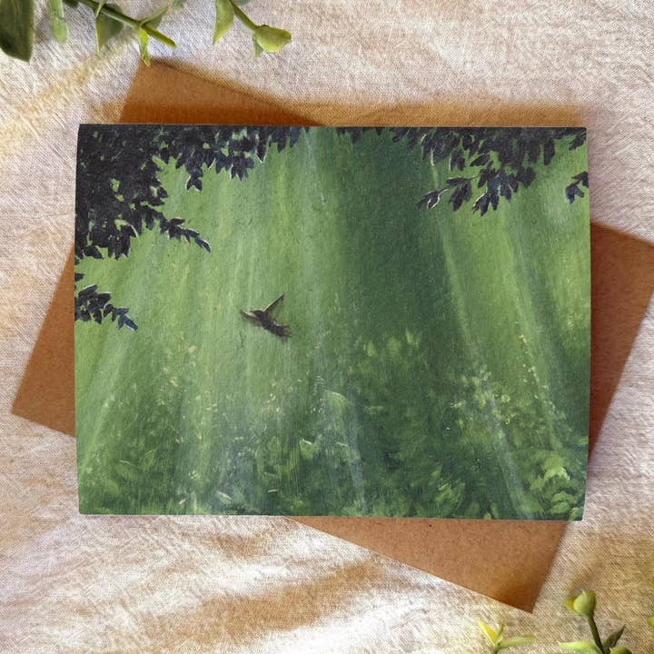 Vogel fliegt ins Licht: Hoffnungsvolle Landschafts-Notizkarte für den Großhandel von Desert Light Co.