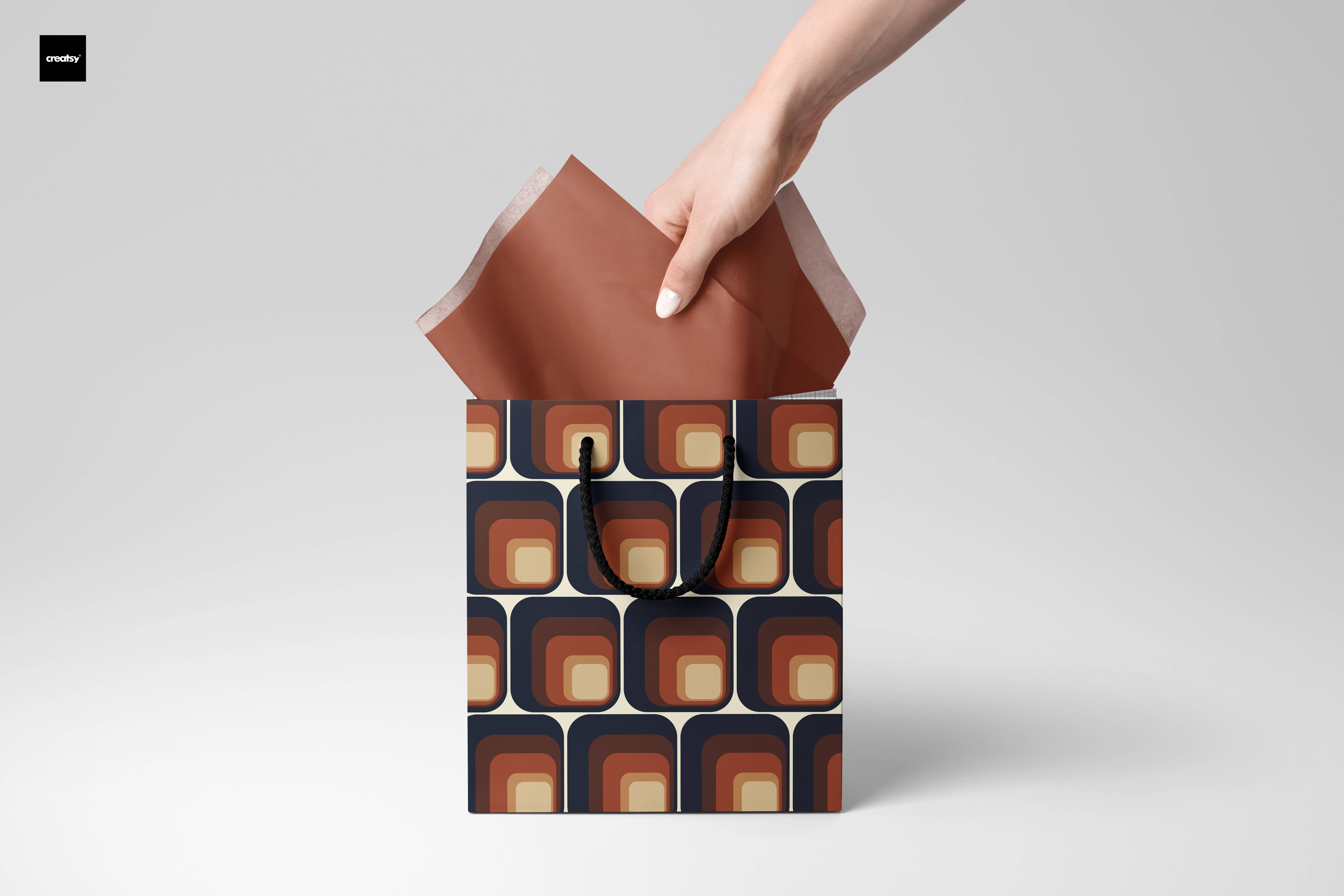 GiGi Thomas Designs - Wholesale Gift Bag - Retro Brown Squares Gift Bag3