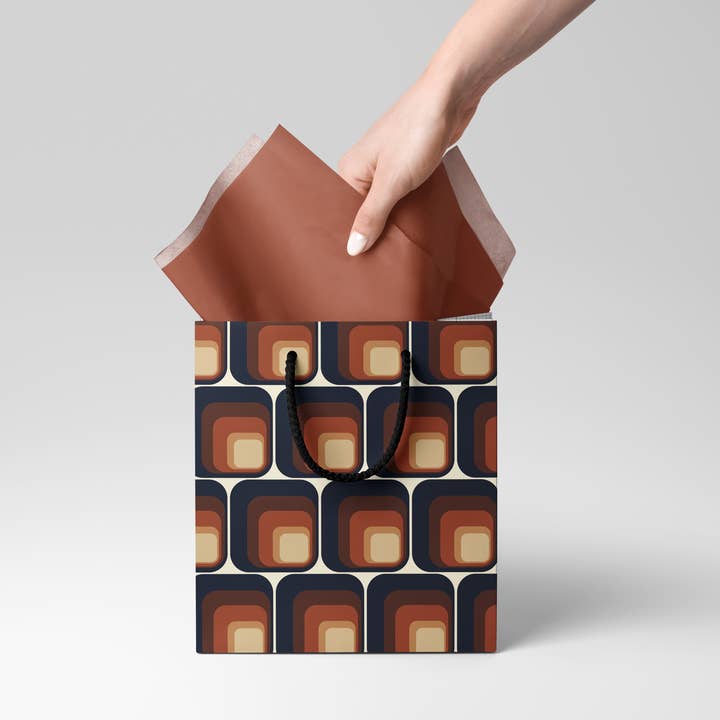 GiGi Thomas Designs - Wholesale Gift Bag - Retro Brown Squares Gift Bag3