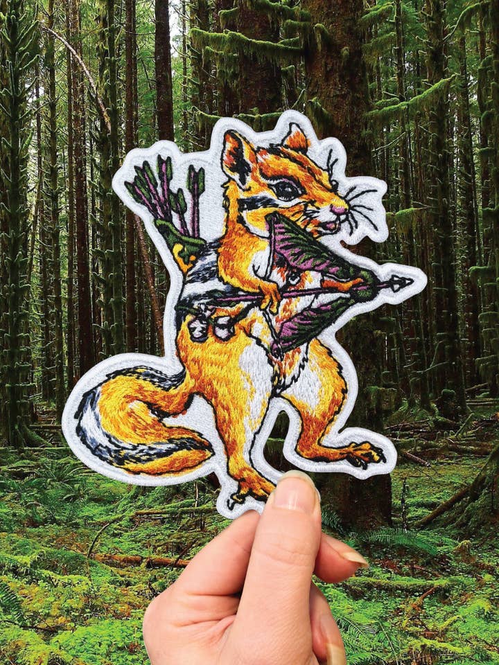 Eekhoornboogschutter - Geborduurde Patch - Bos D&D Wildlife voor wholesale door Crafted from Scratch