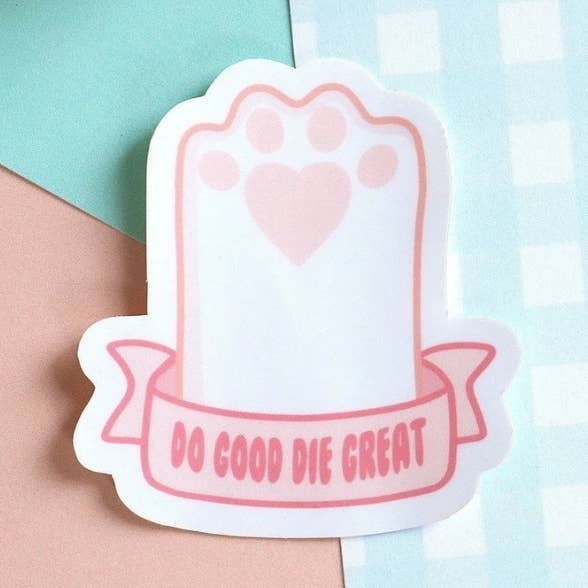 Gör bra Die Great Meme Cat Kawaii klistermärke för wholesale av Chibi Cheeks Co