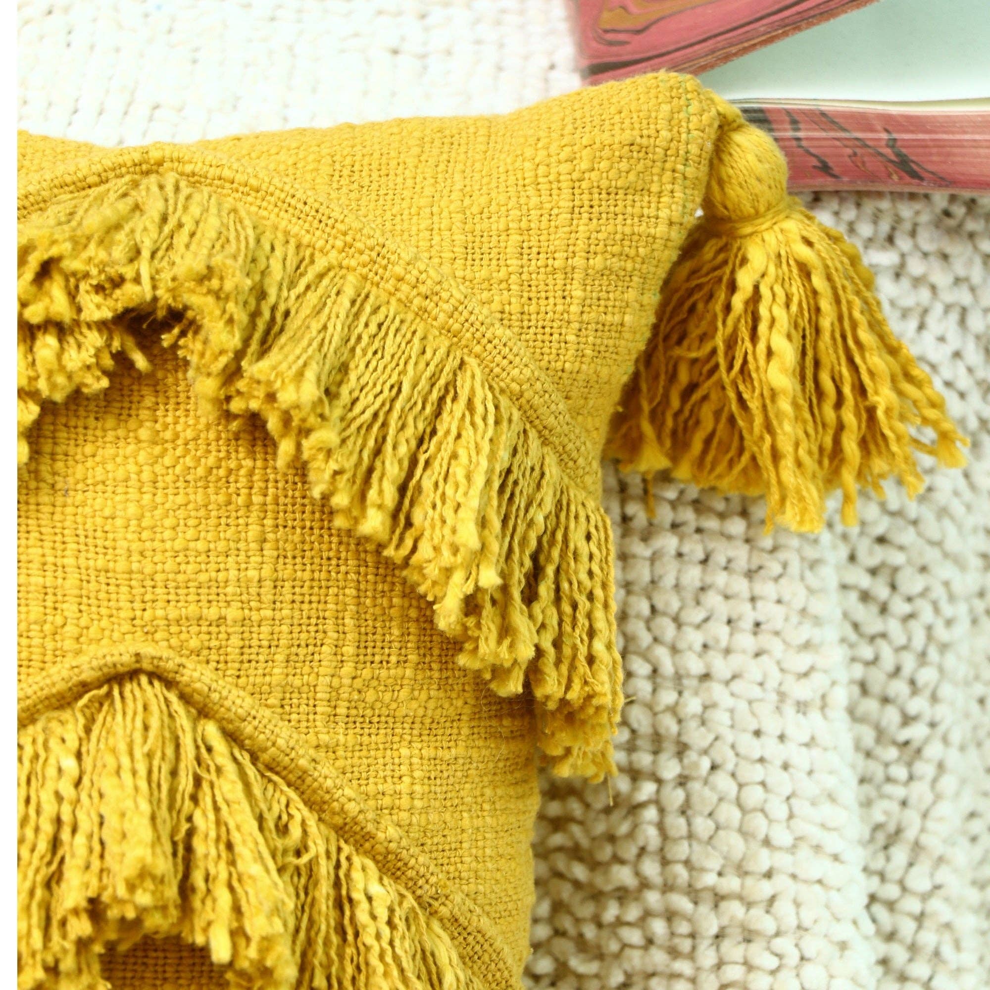 Glamthread - Wholesale Throw pillow cover - Linen Connections Moroccan Tassels Cushion Cover - Sunny2