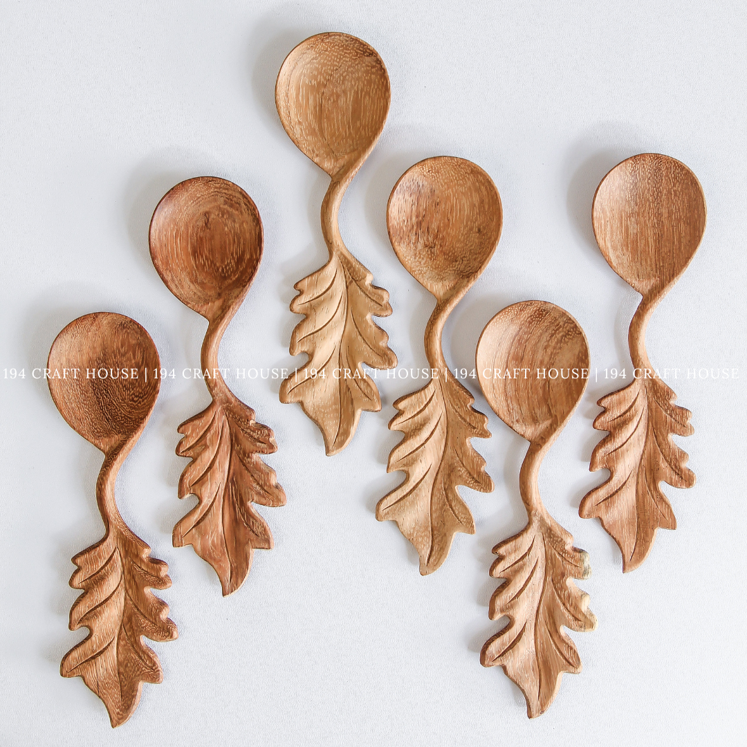 194 Craft House - Wholesale Serveergerei - Met de hand gemaakt houten lepel met bladvorm - keukengerei voor serveren8