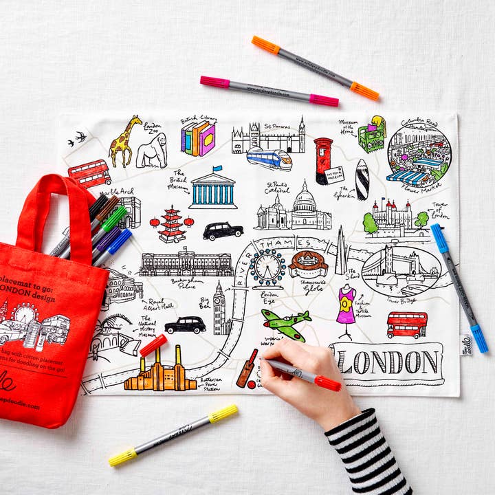 eatsleepdoodle - UK - Wholesale Coloring Mat - Kids & Baby - London Placemat to Go - Colouring Craft Kit