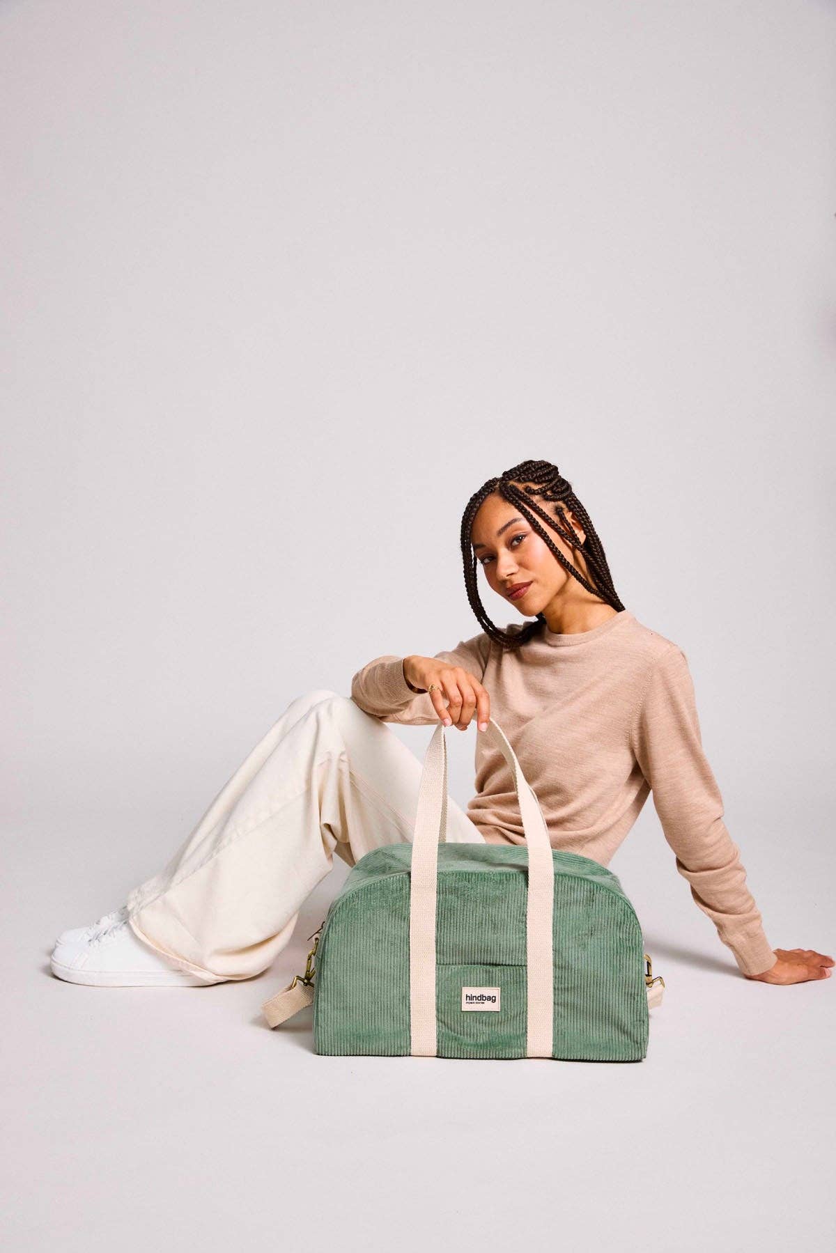 Hindbag - Wholesale Weekender Bag - Women's - Charlie Mint Green Corduroy Bowling Bag1