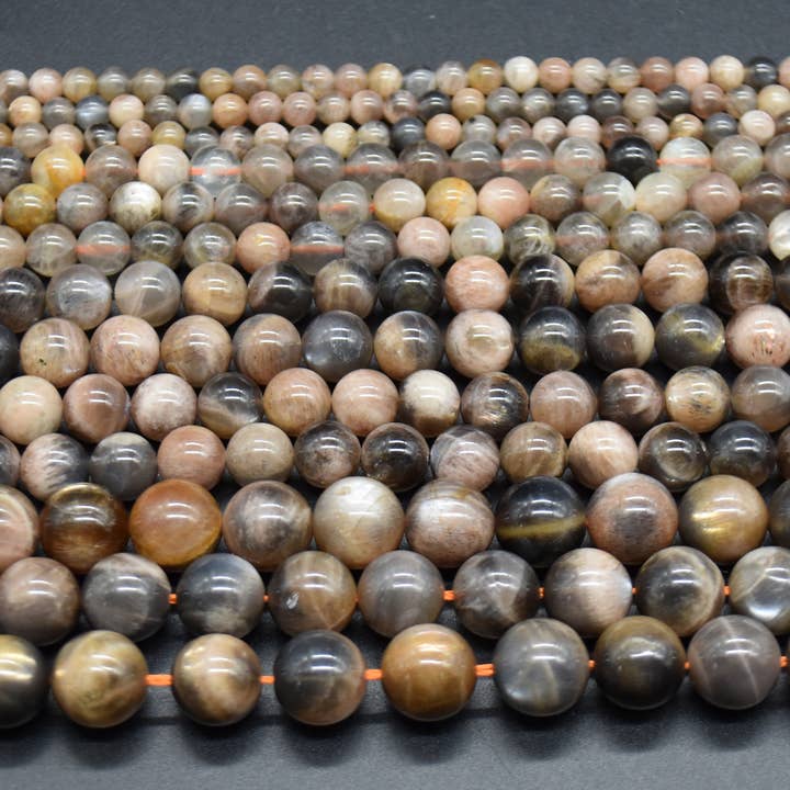 Oriental Direct Craft Supplies - Wholesale Beads - Natural Black Moonstone Semi-Precious Gemstone Round Beads6