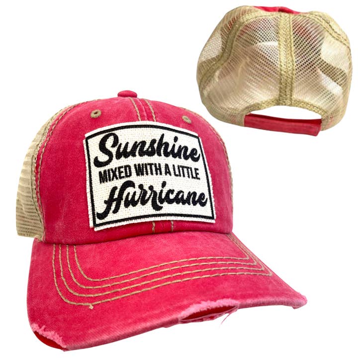 dkhandmade - Wholesale Trucker Hat - Women's - SUNSHINE WITH A LITTLE HURRICANE | WOMAN'S HAT | DISTRESSED10