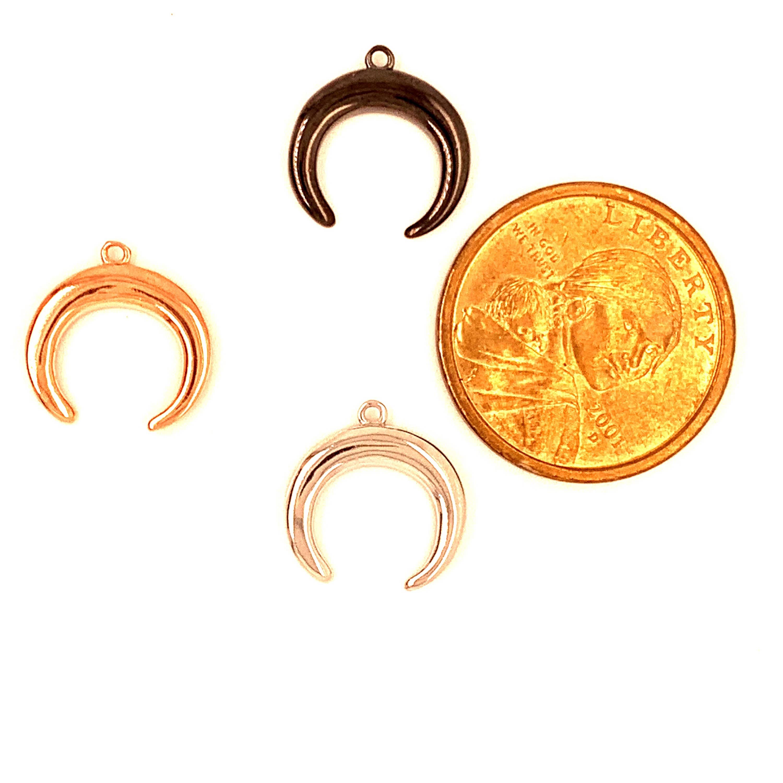 The Bead Bazaar - Wholesale Individual Charm/Pendant - Dainty Crescent Moon Charm, Sterling Silver Crescent Moon Pe7