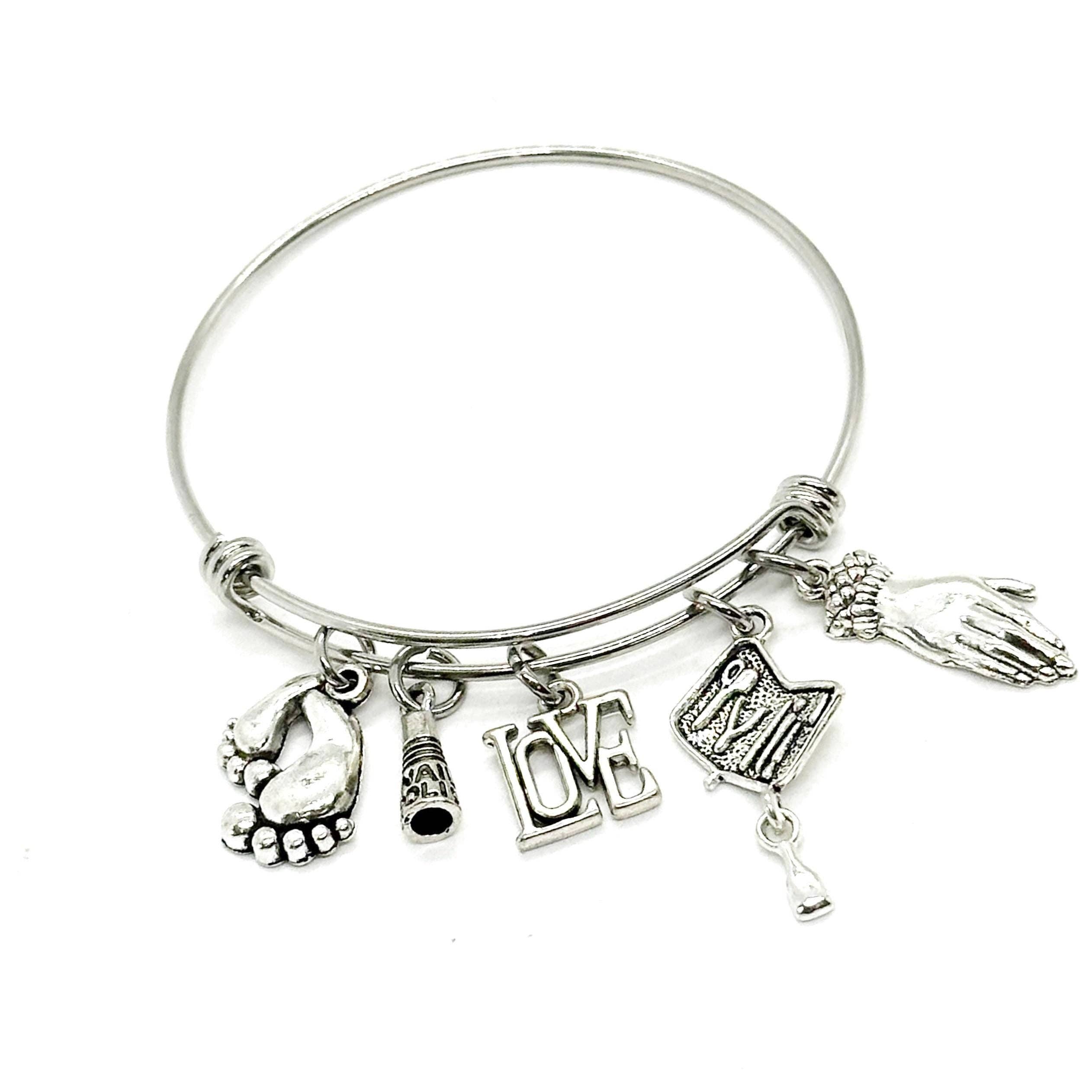 JKCE Designs - Wholesale Charm/Dangle Bracelet - Nail Technician Expanding Bangle Charm Bracelet, Manicurist, Pedicurist, Salon Gifts, Thank You Gifts, Girls Manicure Jewelry Gift For Her0