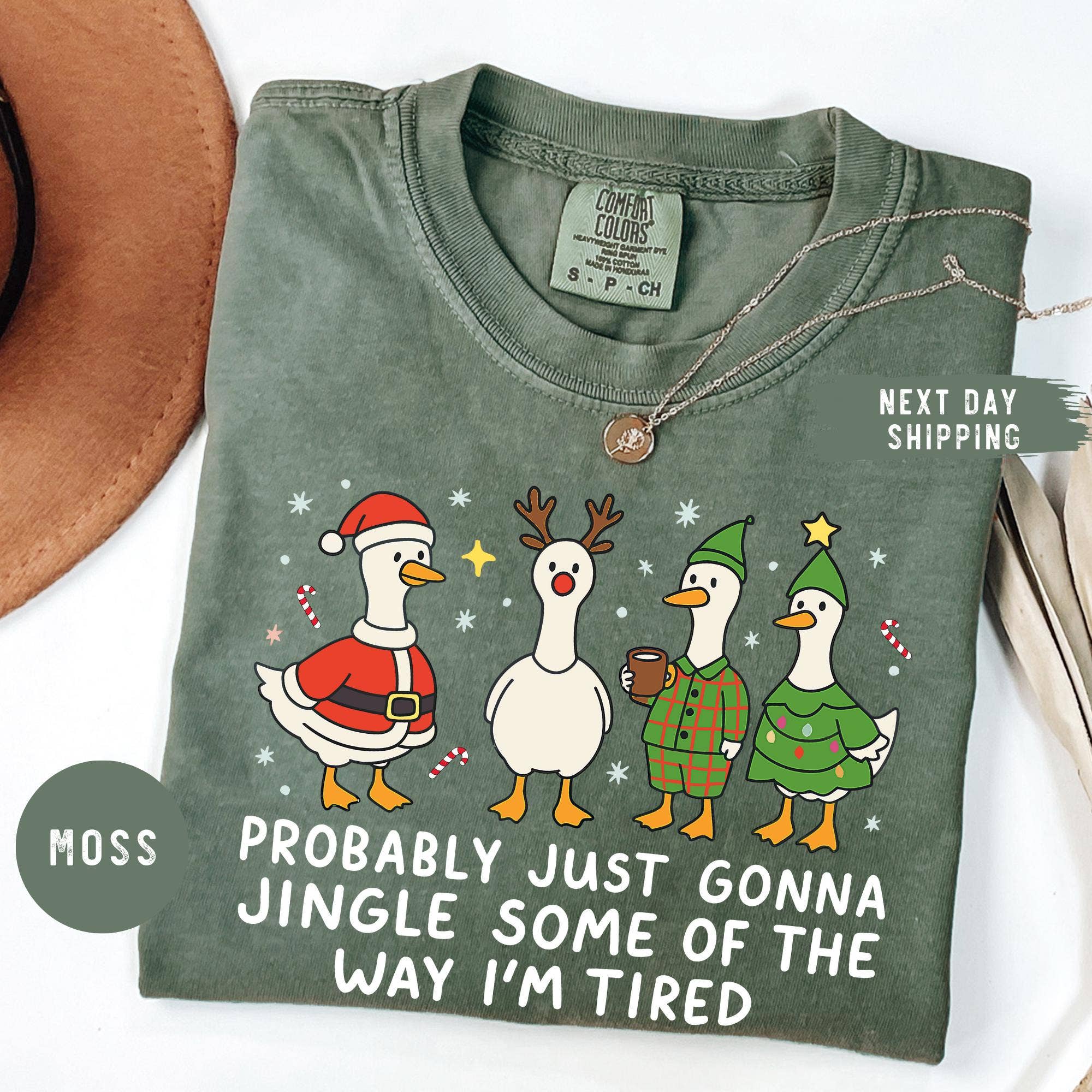 Glaime - Wholesale T-Shirt (Graphic) - Women's - Comfort Colors Christmas Goose Shirt, Holiday Xmas Sweater3