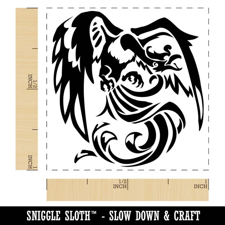 Sniggle Sloth - Wholesale Rubber/Decorative Stamp - Asian Phoenix Fenghuang Chinese Mythological Creature Self-Inking Rubber Stamp Ink Stamper