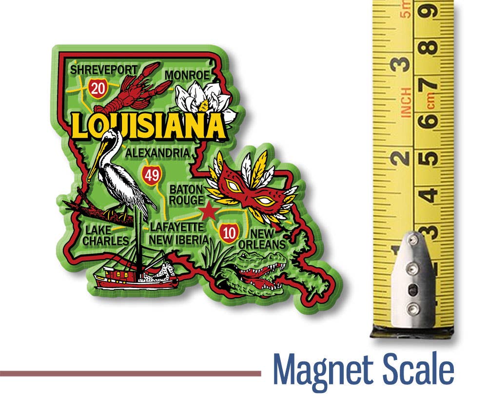 7 Star – Íman por atacado – Luisiana Colorful State Magnet 3.2" X 3" Made EUA1