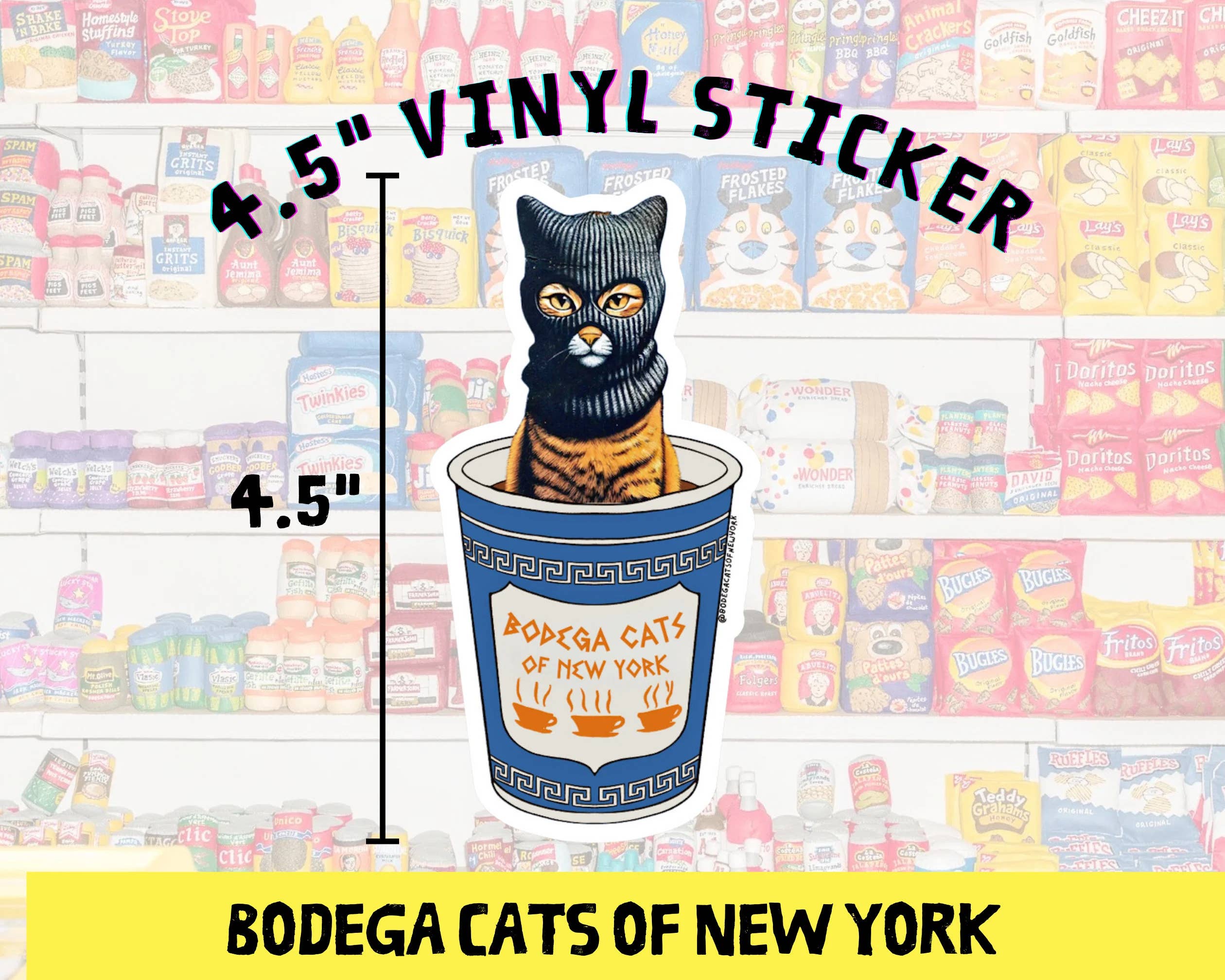 Bodega Cats of New York - Wholesale Sticker - Bodega Cats of New York 4.5" Sticker (Ski Mask)