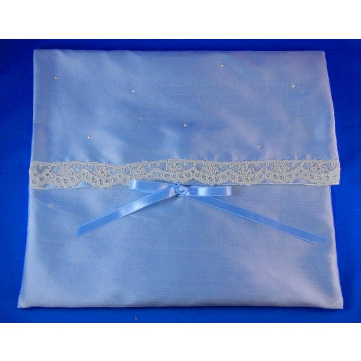 Blue Silk Lingerie Bag With Lace for wholesale by Simply Charming