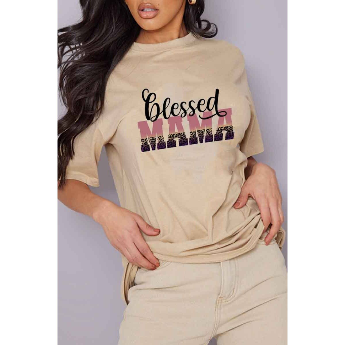 Nobrand – Engroshandel T-shirt med print - Dame – VELSIGNET MAMA MODE GRAFISK T-SHIRT TIL KVINDER2