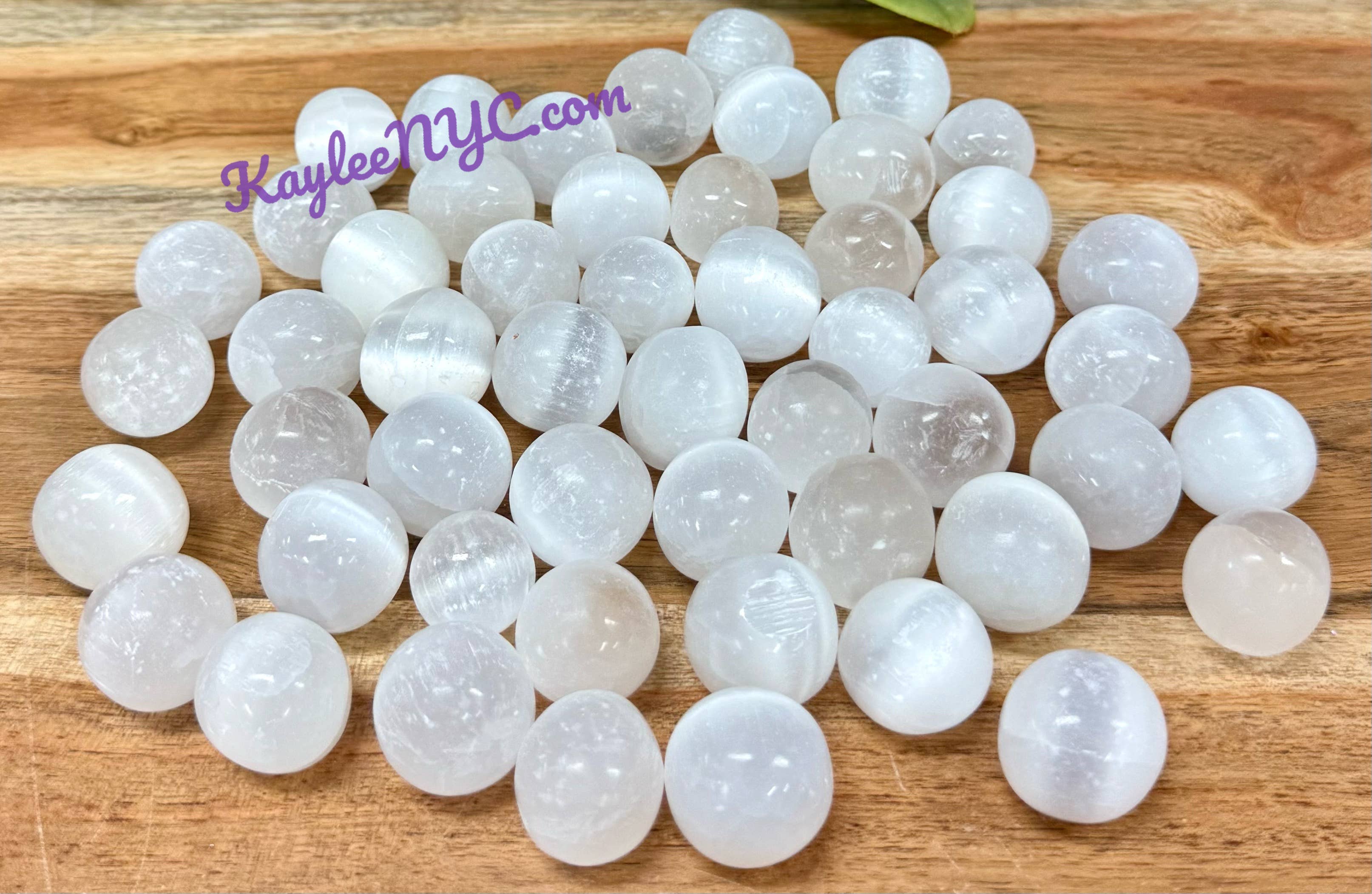 KayleeNYC - Wholesale Spiritual Stone/Crystal - 2 Lbs Natural Selenite aka Satin Spar Tumble Healing Energy1