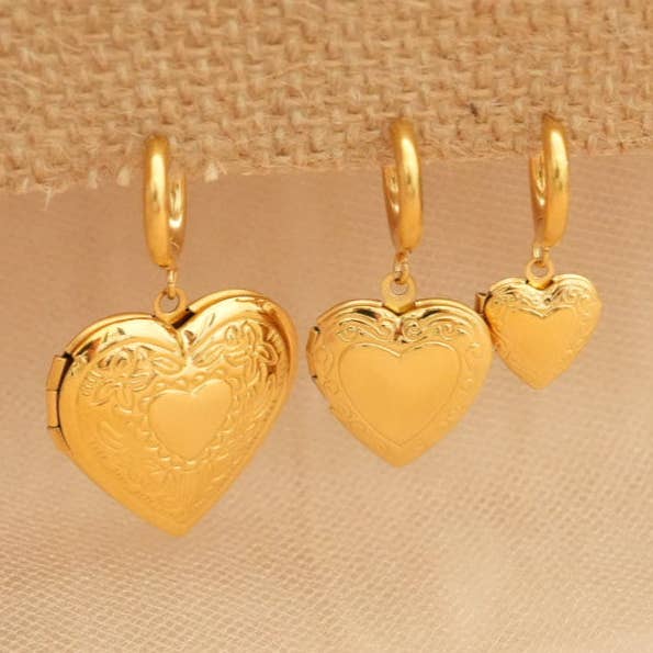 AnimiraJewels - Heart Locket Hoop Earrings for wholesale by Animira Jewels