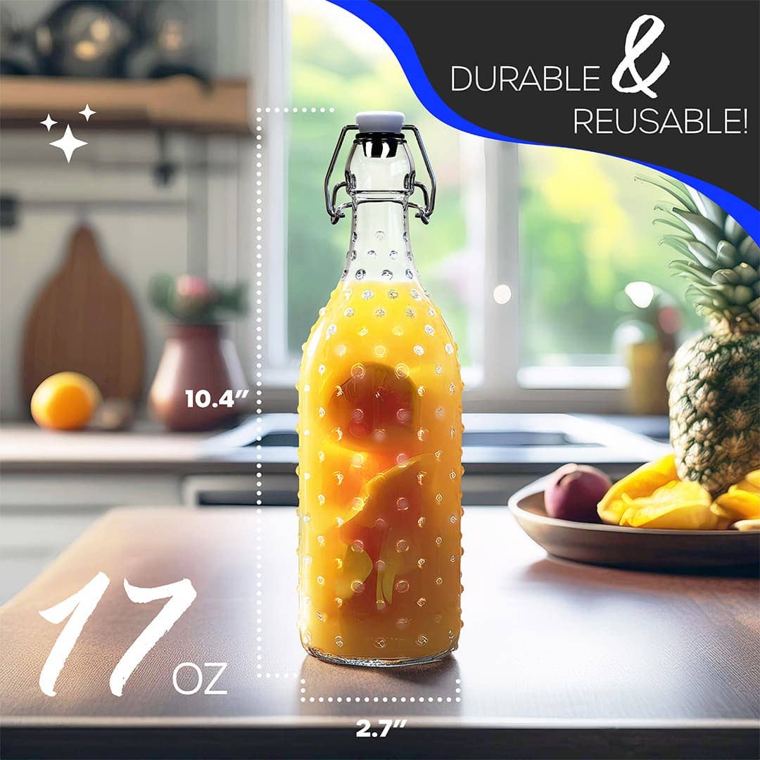 Nevlers - Wholesale Jar - Nevlers 17 oz Dotted Swing Top Bottles (Pack of 6) | Includes Funnel, Brush, Tags and Shrink Wrap3