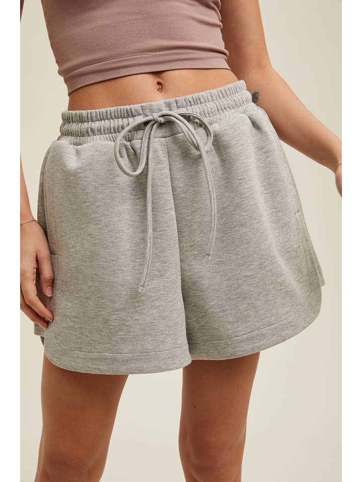 Wishlist Apparel - Wholesale Shorts - Women's - SCUBA SHORTS WITH DRAWSTRING WITH SIDE DETAIL / WL24-8656B