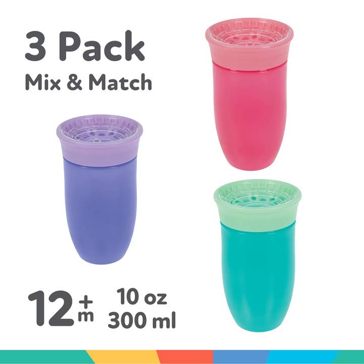 Nuby - Wholesale Drinking Glass/Cup - Nuby 10oz 360 Wonder Cups - 3 Pack3