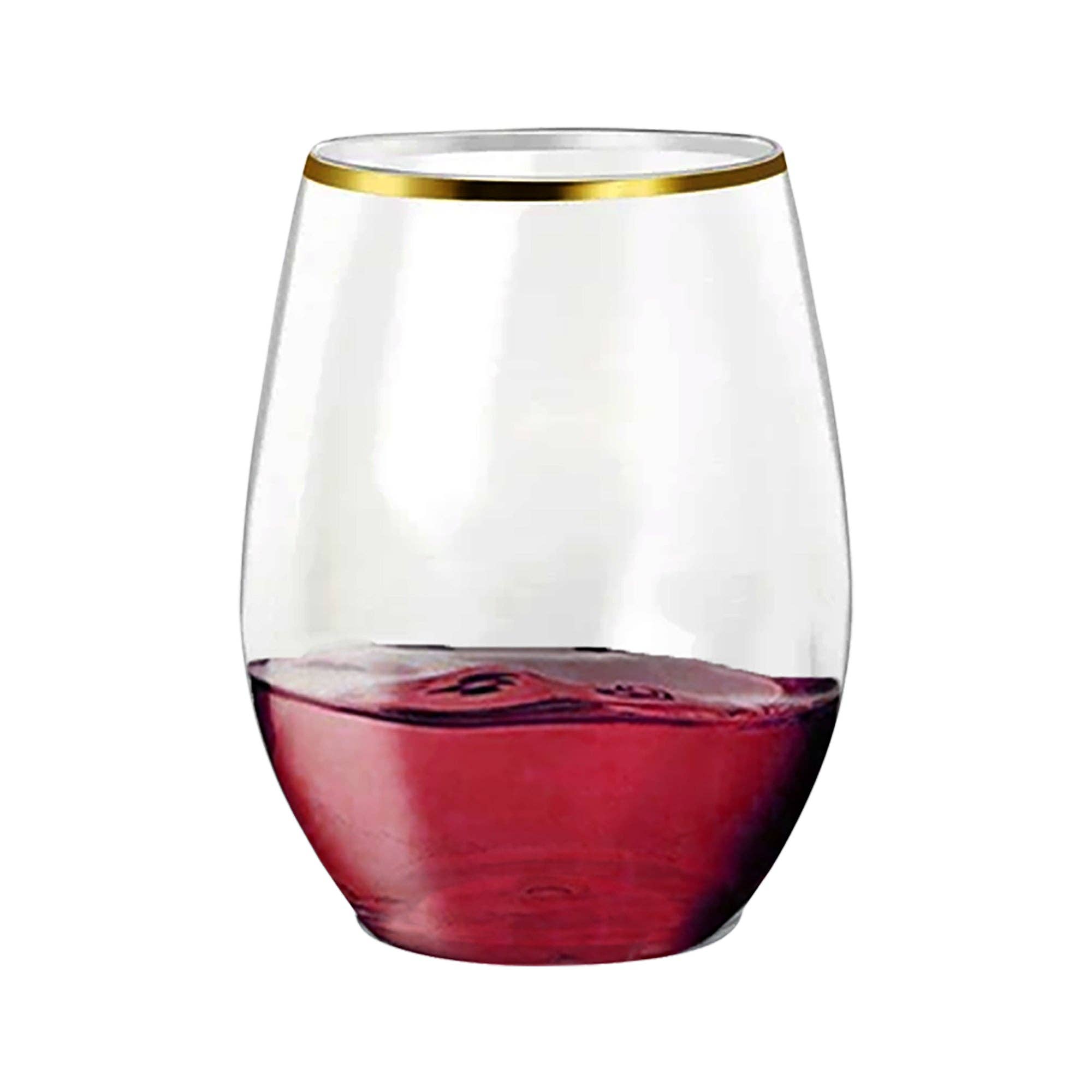 Smarty had a Party - Vente Verres à vin - Verres à vin en plastique transparents avec dorure de 12 oz - 64 pièces2