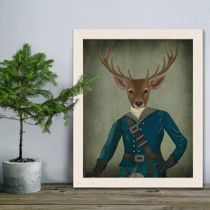 Scottish Deer Stag, Laird Tam O'Shunter, Giclee Art Print for wholesale by FabFunky Ltd