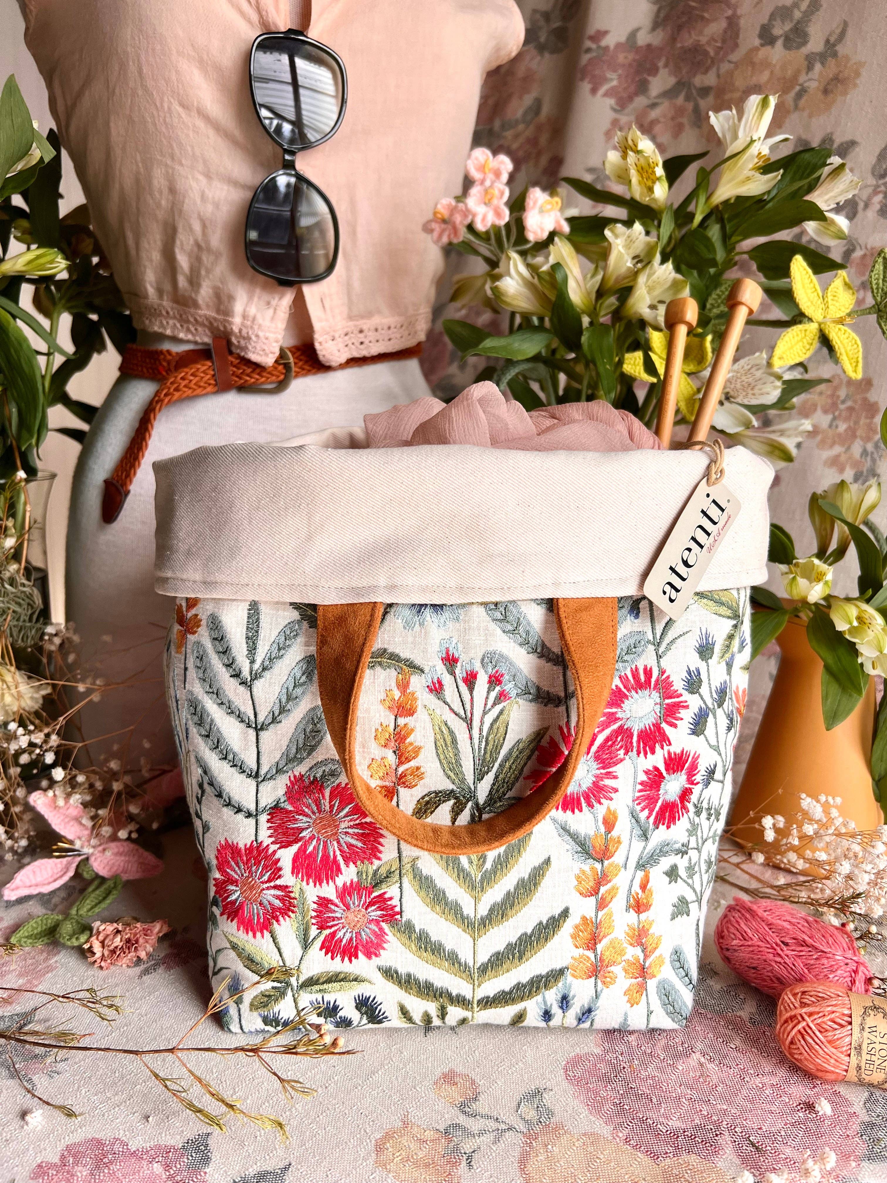 Atenti – Großhandel Tragetasche – Damen – Projekt-Tasche für Stricken und Häkeln: Wildflower Hope von Atenti6