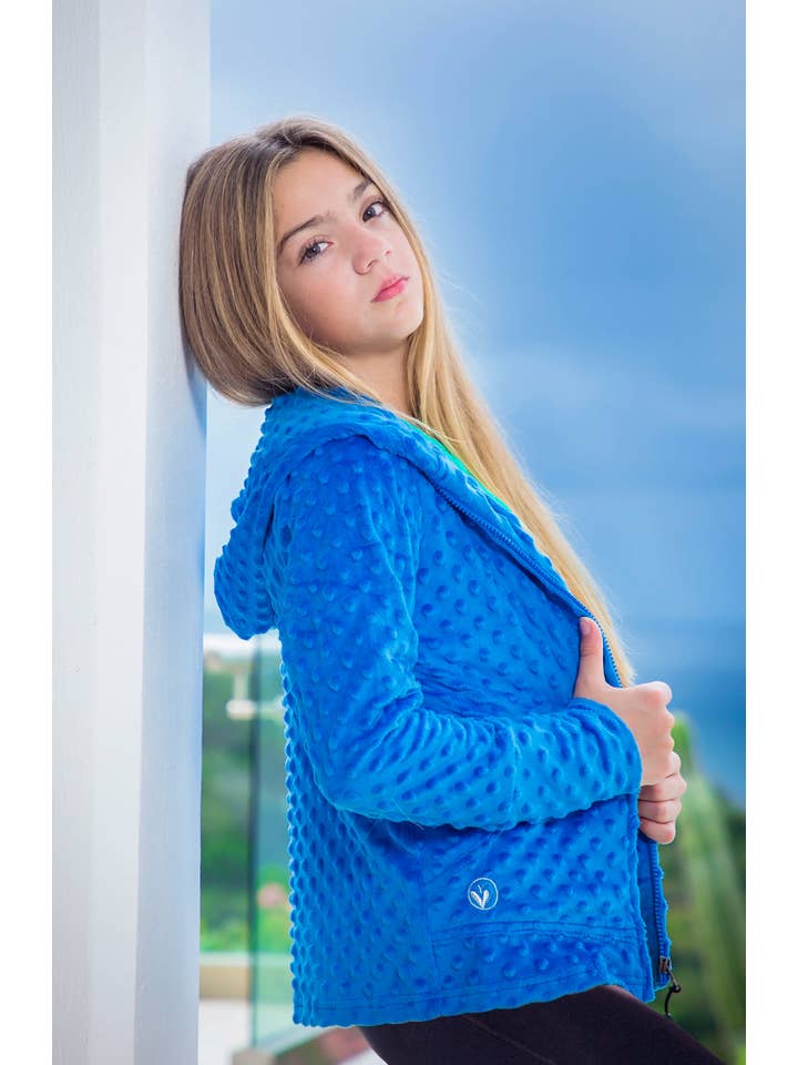 Minky Bubble Zip Hoodie - Blue for wholesale on Faire5
