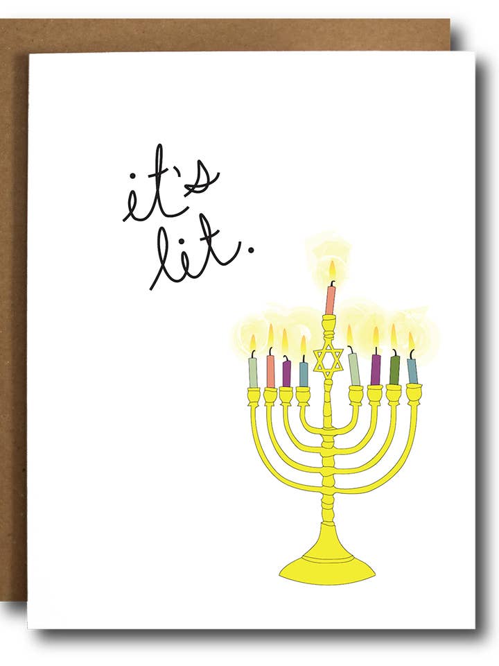 Hanukkah Card It’s Lit Menorah for wholesale by The Card Bureau