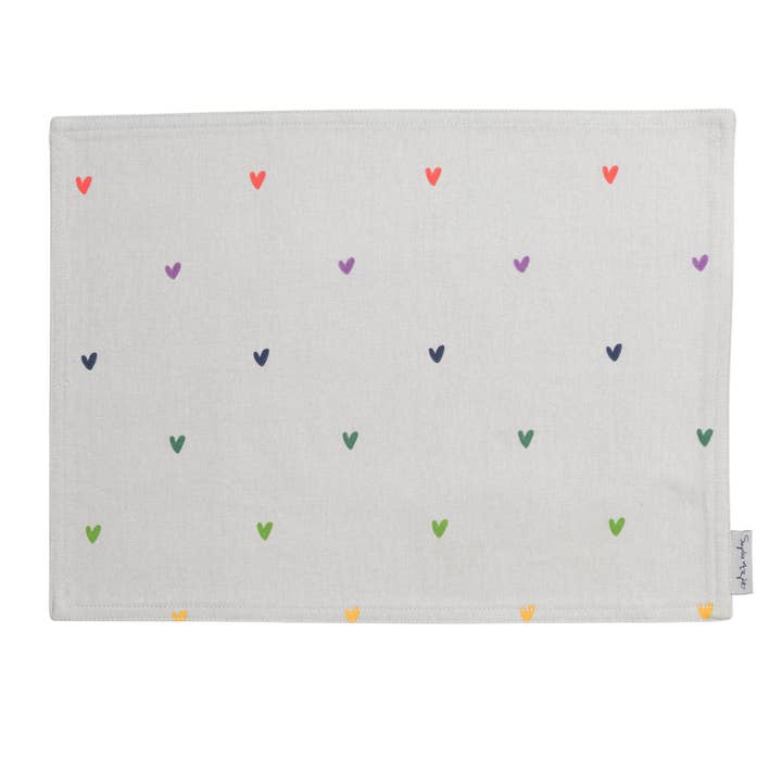 Multicoloured Hearts Fabric Placemat for wholesale by Sophie Allport