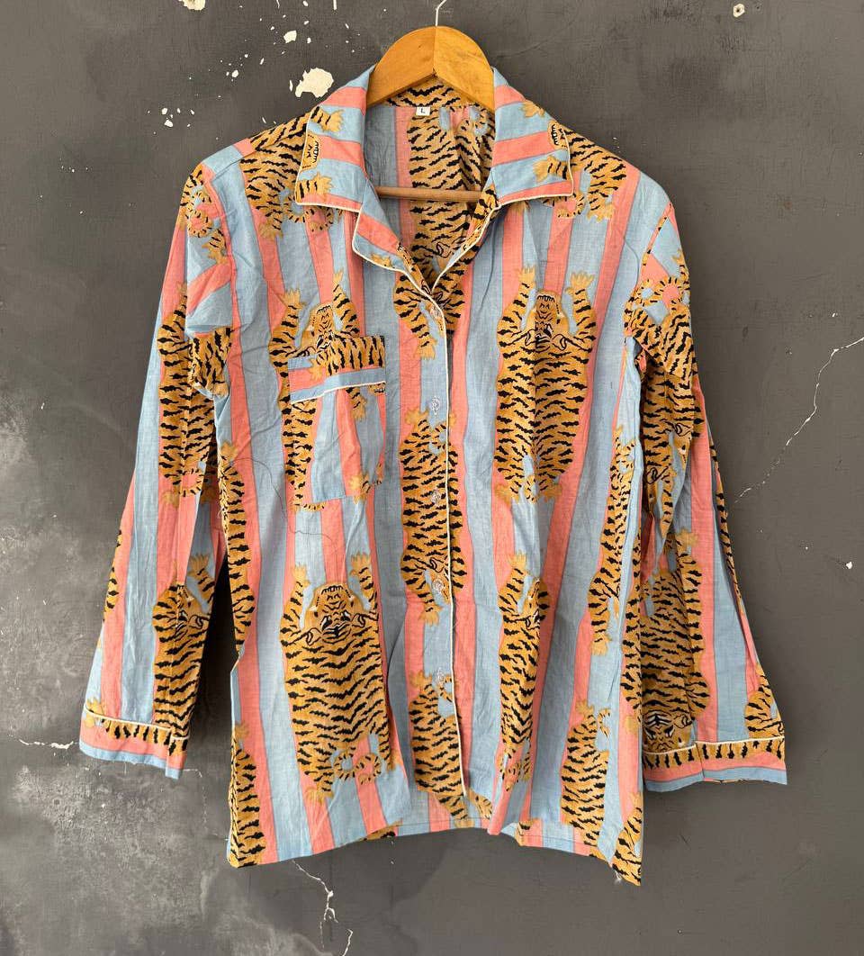 bhavnas boutique - Wholesale Sleepwear Set - Women's - PJ Set Tiger Print Women Suit Indian Cotton Night Wear Suit2