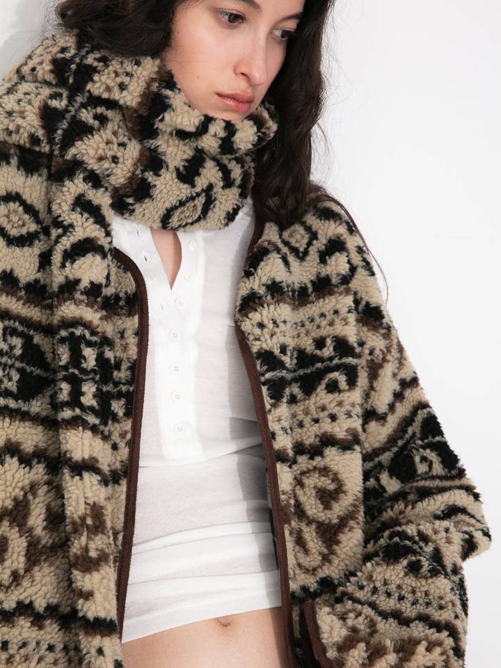 Paisley Faux Shearling Padded Jacket for wholesale by CUBIC