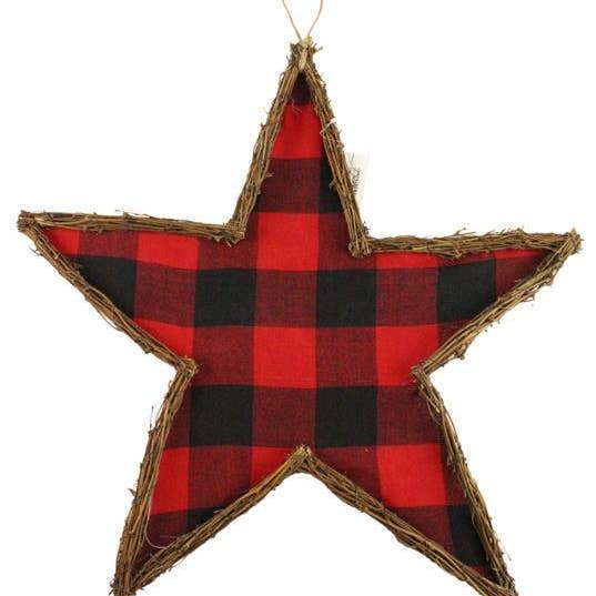21.5" Vine Check Star Red/Black/Natural KG302724 for wholesale by DecoExchange