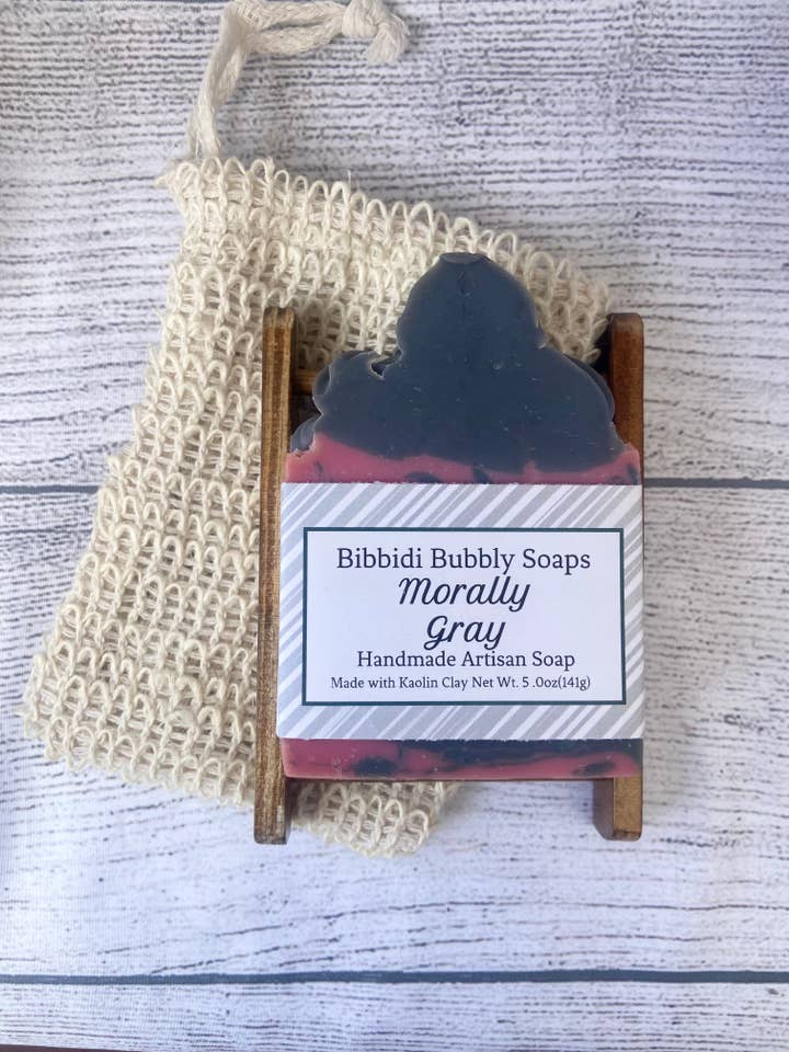 Morally Grey Frosted Bar Soap Bookish Fantasy Romance for wholesale by Bibbidi Bubbly Soaps