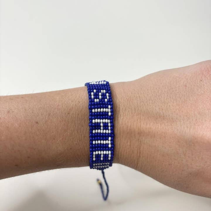 Lisi Lerch - Wholesale Beaded Bracelet - Penn State - Flat Adjustable Beaded Bracelet - WS3