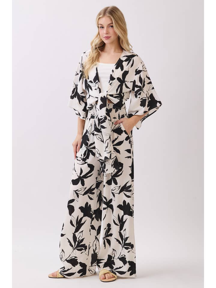 PANTALON LARGE À TAILLE ÉLASTIQUE - VNP70263E pour la vente par Final Touch