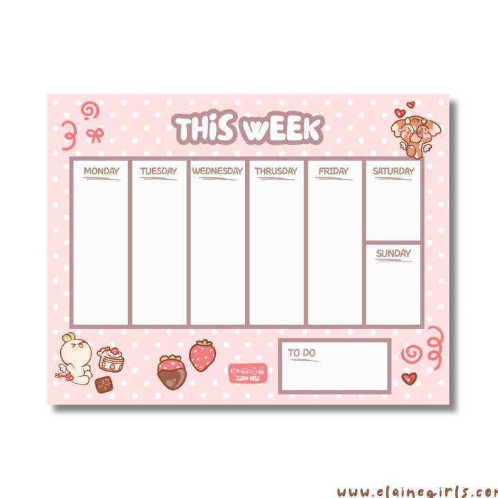 Notepad 11 x 8.5 | Weekly Planner | Valentine's Polka Dot for wholesale by Elaine Girls