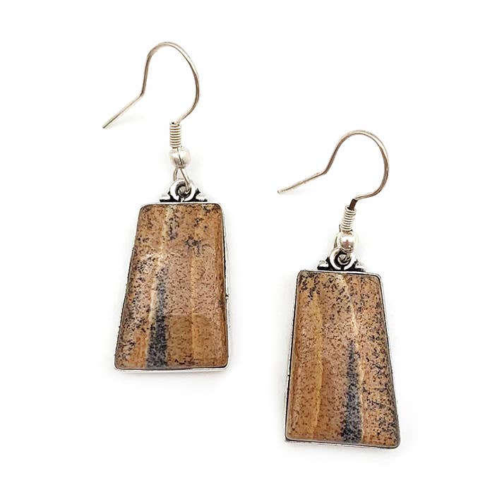 Kashi Semiprecious Stone Earrings - Picture Jasper for wholesale by Anju Jewelry