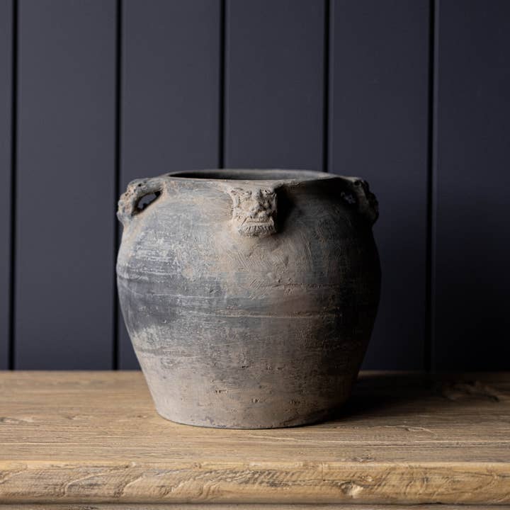 Atelier Vintage Black Grey Pot Vase with Handles for wholesale by Luxe B Co